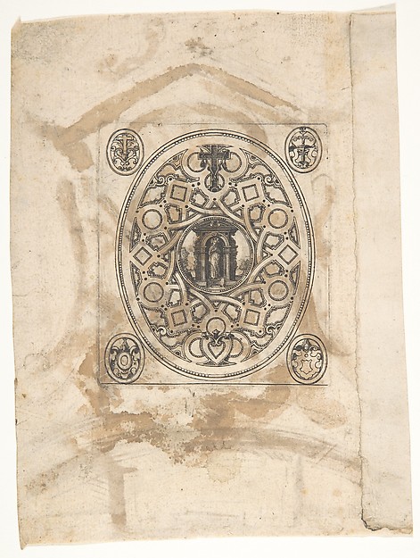 The standing Virgin with an elaborate ornamental frame