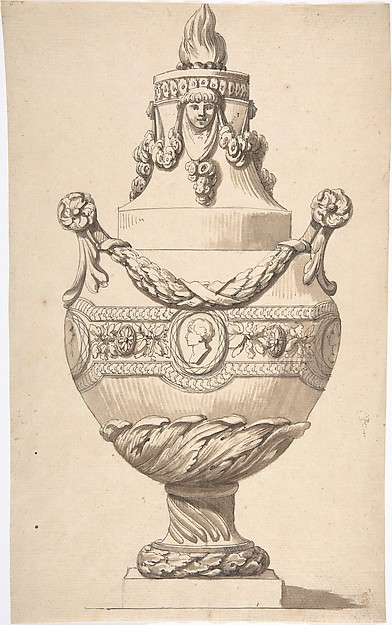 Urn with Acanthus Base and Flambeaux Top