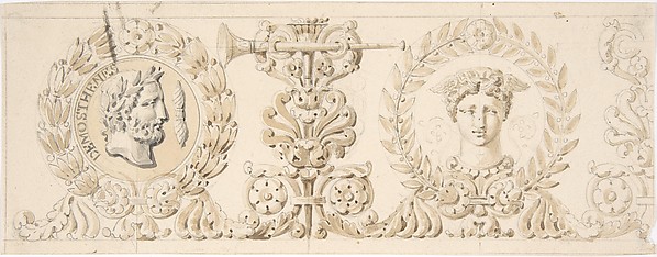 Classical Frieze with Head of Demosthenes by Anonymous, French, 18th century, The Metropolitan Museum of Art