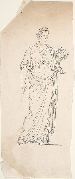Drawing of Female Statue with Cornucopia
