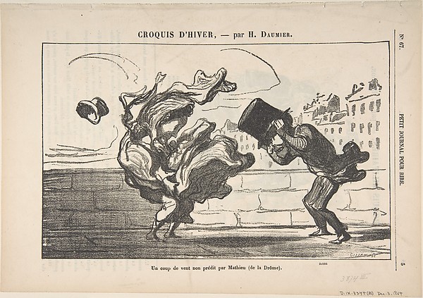 Un Coup de Vent non Prédit par Mathieu (de la Drôme), Plate 1 of Croquis d'Hiver, published in le Petit Journal pour rire