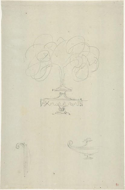 Design for Plumed Oil Lamp