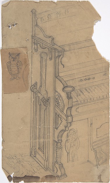 Design for a Piano with an Owl by Anonymous, French, 19th century, The Metropolitan Museum of Art