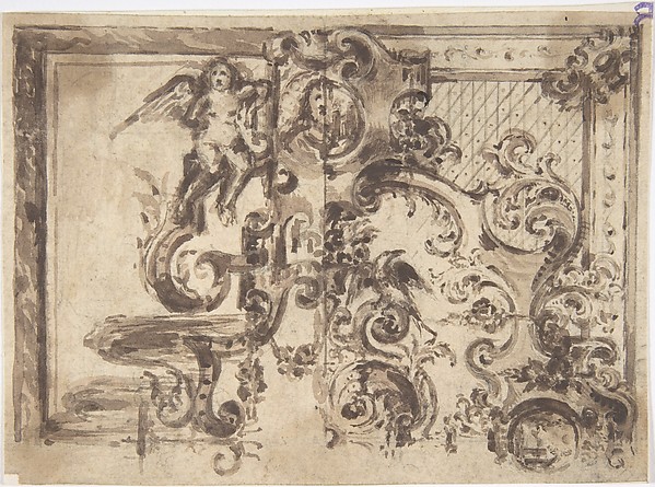Design for an Overmantel or Door with a Variant