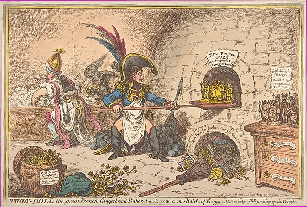 Tiddy-Doll, the Great French-Gingerbread-Baker; Drawing Out a New Batch of Kings, His Man Hopping Talley, Mixing Up the Dough