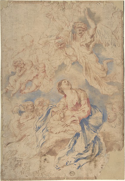 Nativity with Angels by Giovanni Benedetto Castiglione (Il Grechetto)