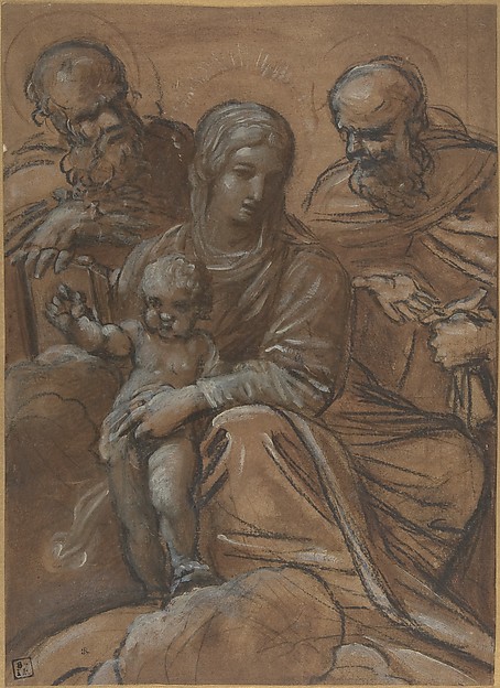The Virgin and Child with Two Male Saints by Giacomo Cavedone