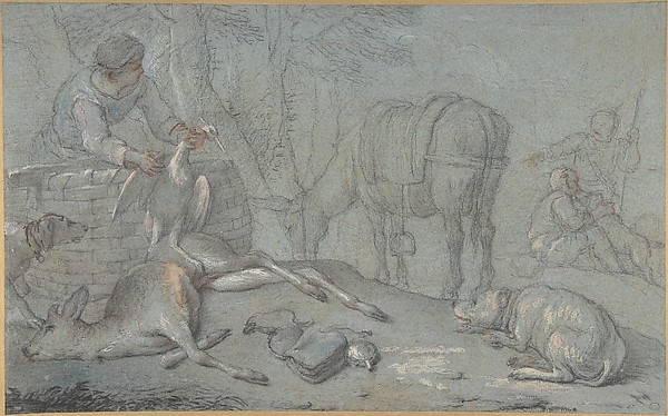 Hunters with Dead Game in a Landscape