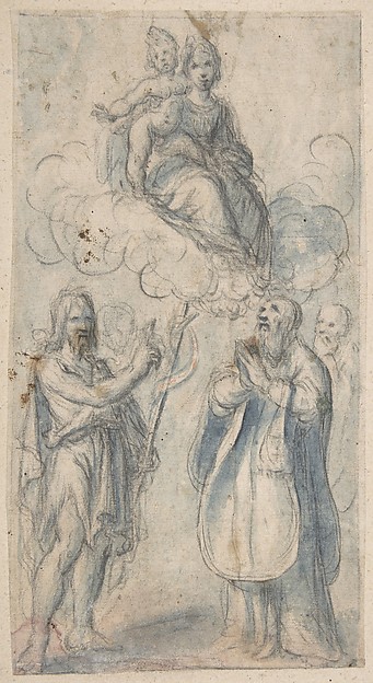 The Virgin and Child with Saint John the Baptist, Pope Saint Dionysius, Filippo Neri and a Male Saint by Baccio (Lorenzo Bartolo) Ciarpi