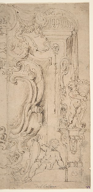 Right and Part of the Left Half of a Design for a Cartouche