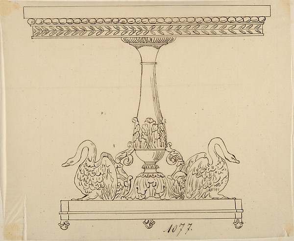 Design for a Table with an Acanthus Leaf and Swan Base