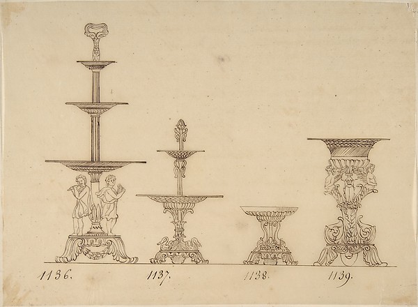 Designs for Serving Trays, a Dish and an Urn