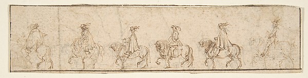 Procession of Six Horsemen in Profile View Facing Left.