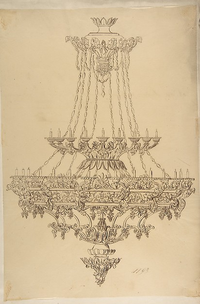 Design for a Chandelier with Acanthus Leaf, Grape, and Palmette Motifs