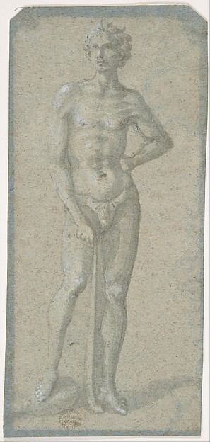 Standing Youth Holding a Club (recto); Temptation of Adam and Eve (verso)