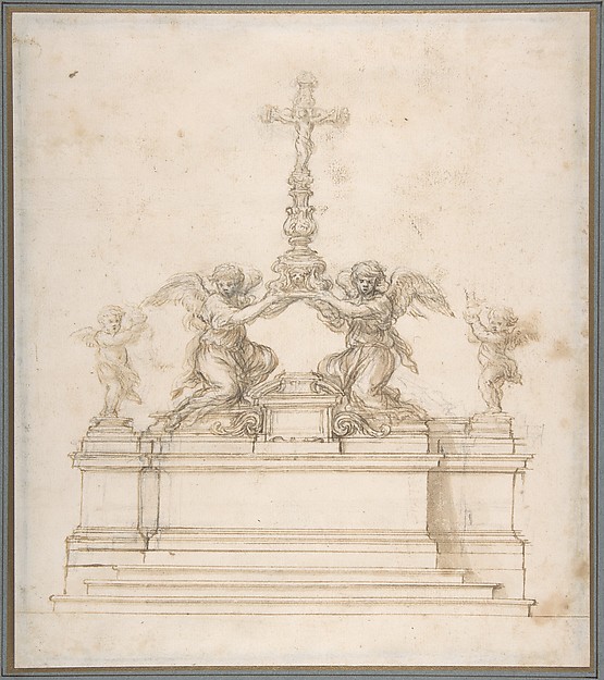 Design for an Altar with Kneeling Angels Supporting a Crucifix by Ciro Ferri