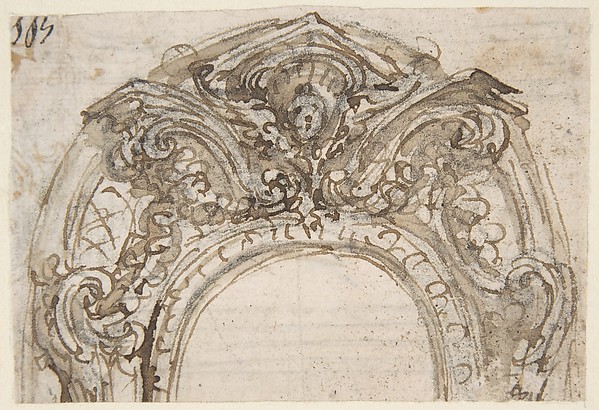 Design for the Top of an Arch, Decorated with a Cherub (recto); Design for the Frame of a Frieze (verso)