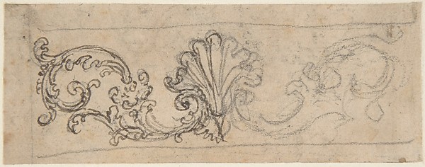 Design for a Frieze Decorated With a Palmette and Tendrils (recto); Two Designs for a Rosette (verso)
