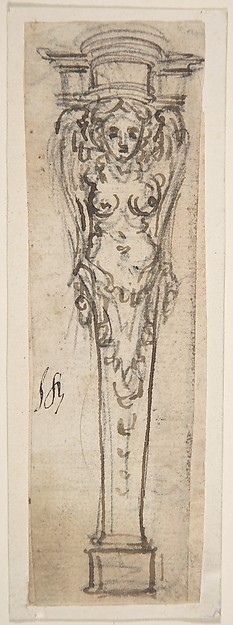 Design for a Term Shaped like a Winged Female Figure
