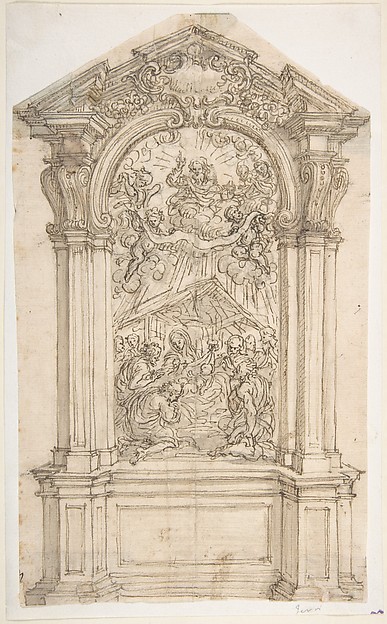 Design for an Altar with a Painting of the Adoration of the Shepherds and God the Father Above by Giovanni Battista Foggini