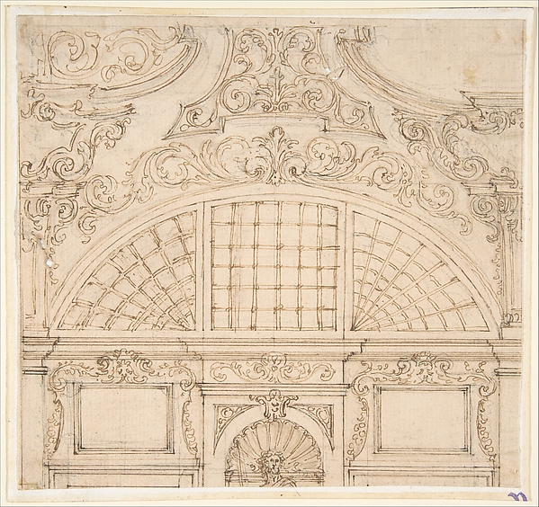Design for the Upper Half of a Wall Elevation with a Semicircular Window