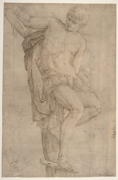 The Unrepentant Thief on the Cross, Study of a Child's Head at Lower Left, and of an Ear at Lower Right Border