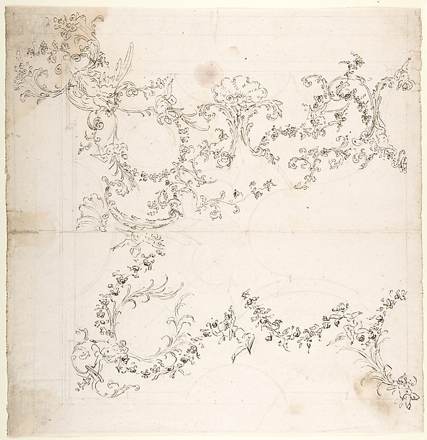 Design for a Ceiling Decoration with Putti and Garland Motifs.