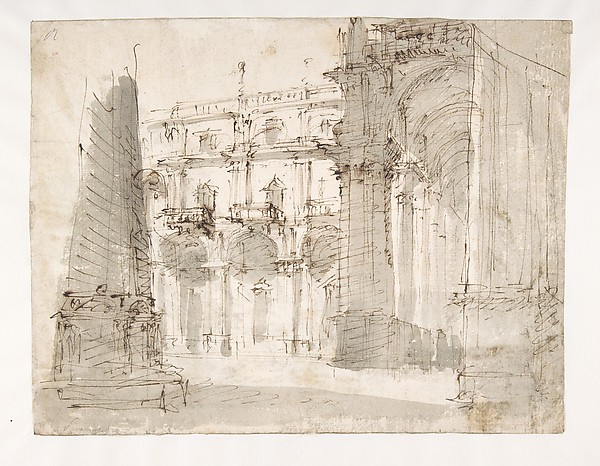 Street Scene with a Palace Facade and an Arcade
