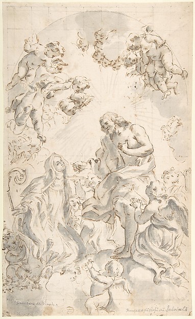 Christ Giving the Host to a Holy Abbess (after Gaulli) by Giovanni Battista Gaulli (Il Baciccio)