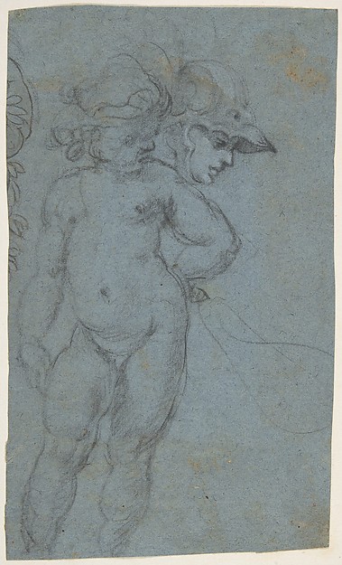Standing Nude Putto and Study of a Helmeted Head
