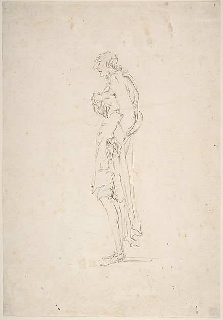 Sketched Caricature of a Standing Man Facing Left