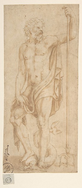 Neptune Holding a Trident and Standing on a Dolphin