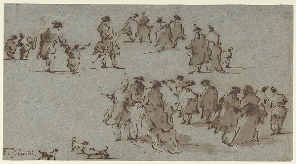 Studies for Groups of Walking Dressed Figures