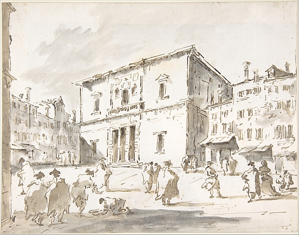 The Fenice Theater in Venice (recto); Fragment of a Larger Drawing Representing Part of a Column and a Cornice (verso)