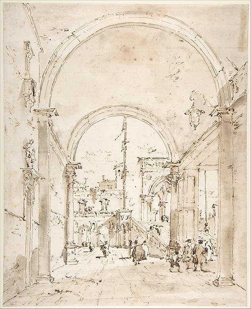 Architectural Capriccio: Grand Staircase Seen through an Archway