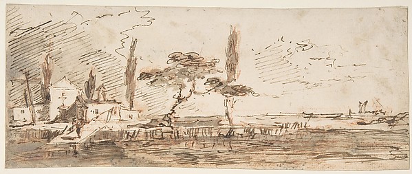 The Island of Anconetta (recto); Two Feet Wearing Pointed Shoes (verso)