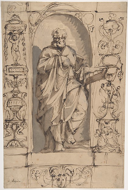 Draped Male Figure Standing in a Niche