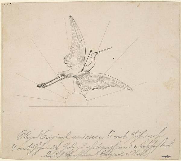 Wounded Crane with an Arrow in its Breast Before Setting Sun