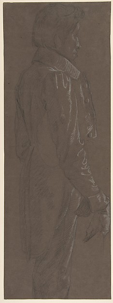 Standing Gentleman, three-quarter length profile facing right