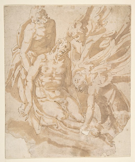 Design of Dead Christ Supported by Two Angels a Saint by Marco Marchetti (Marco da Faenza)