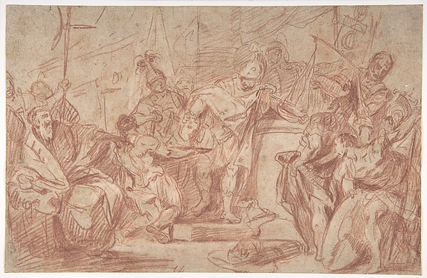 Scene from Ancient History (recto); Leg and Arm of a Nude Male Figure (verso)