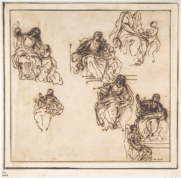 Studies for the Education of the Virgin by Agostino Masucci