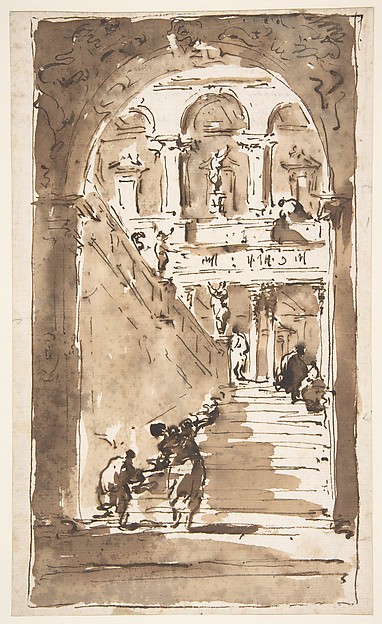 Architectural Fantasy: Figures on a Grand Staircase
