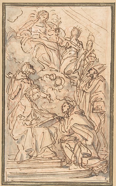 The Virgin with Female Attendant Appearing to Four Male Saints by Carlo Maratti