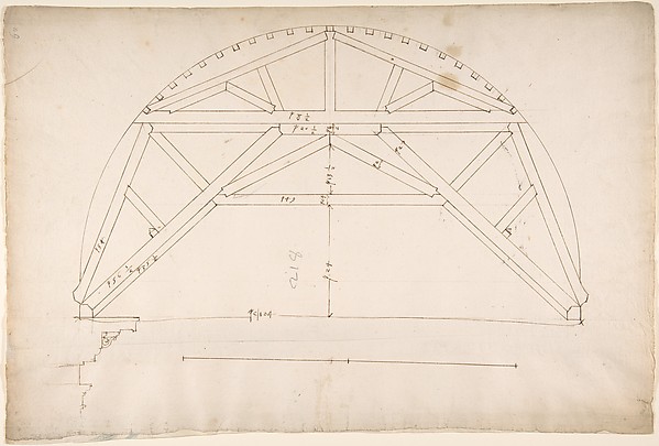 St. Peter's, centering truss, tunnel vault, section (recto) blank (verso)