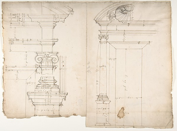 Palazzo dei Conservatori, window, elevation; window, details, elevation (recto) blank (verso)