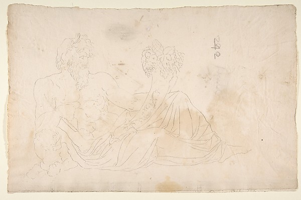 River God (Tigris), sketch (recto) blank (verso)