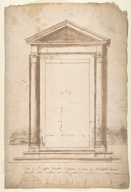 Sant'Apollonia, portal, elevation (recto) Sant'Apollonia, portal, plan (verso)