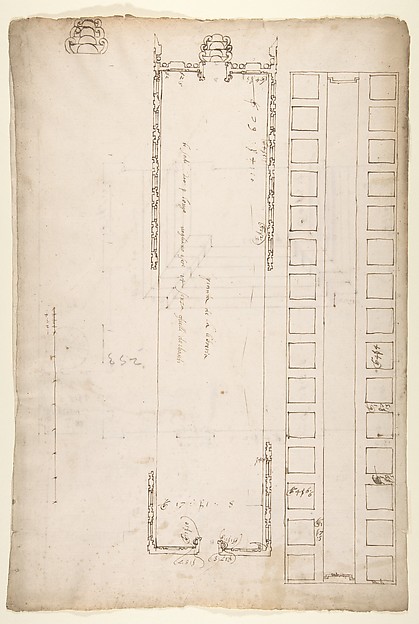 San Lorenzo, Library, plan; reflected ceiling plan; stair, detail (recto) San Lorenzo, Ricetto, plan (verso)