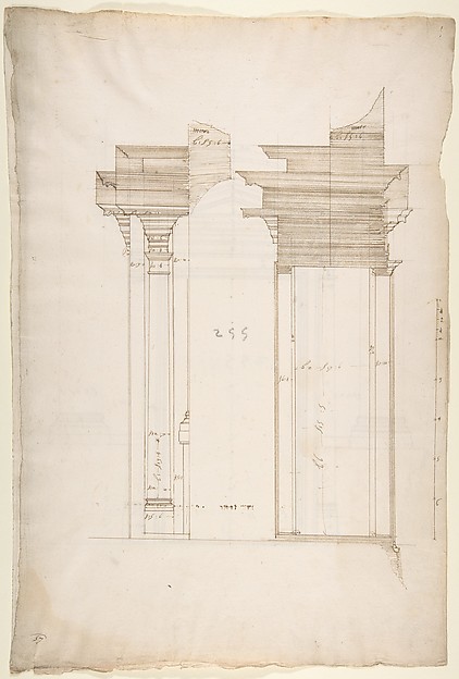 San Lorenzo, Library, portal, section (recto) San Lorenzo, Library, Ricetto, portal, elevation (verso)